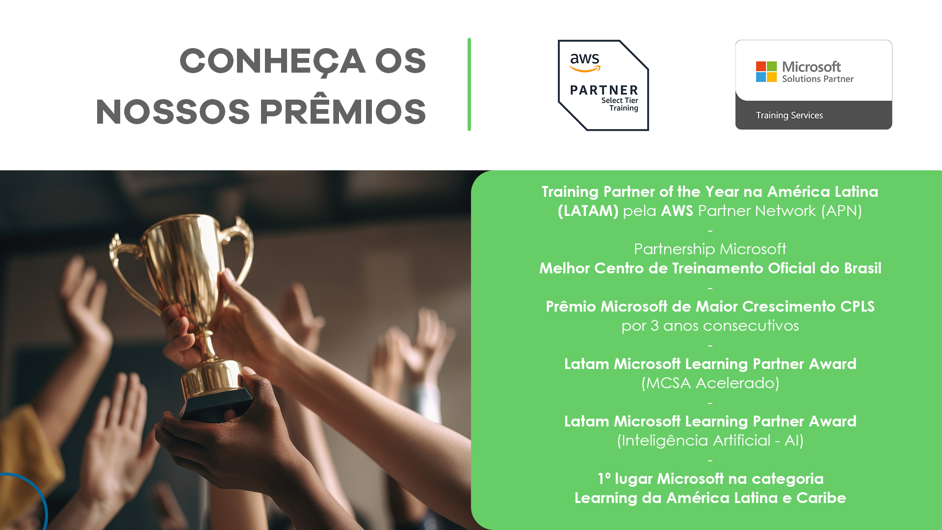 Banner com prêmios recebidos pela GREEN